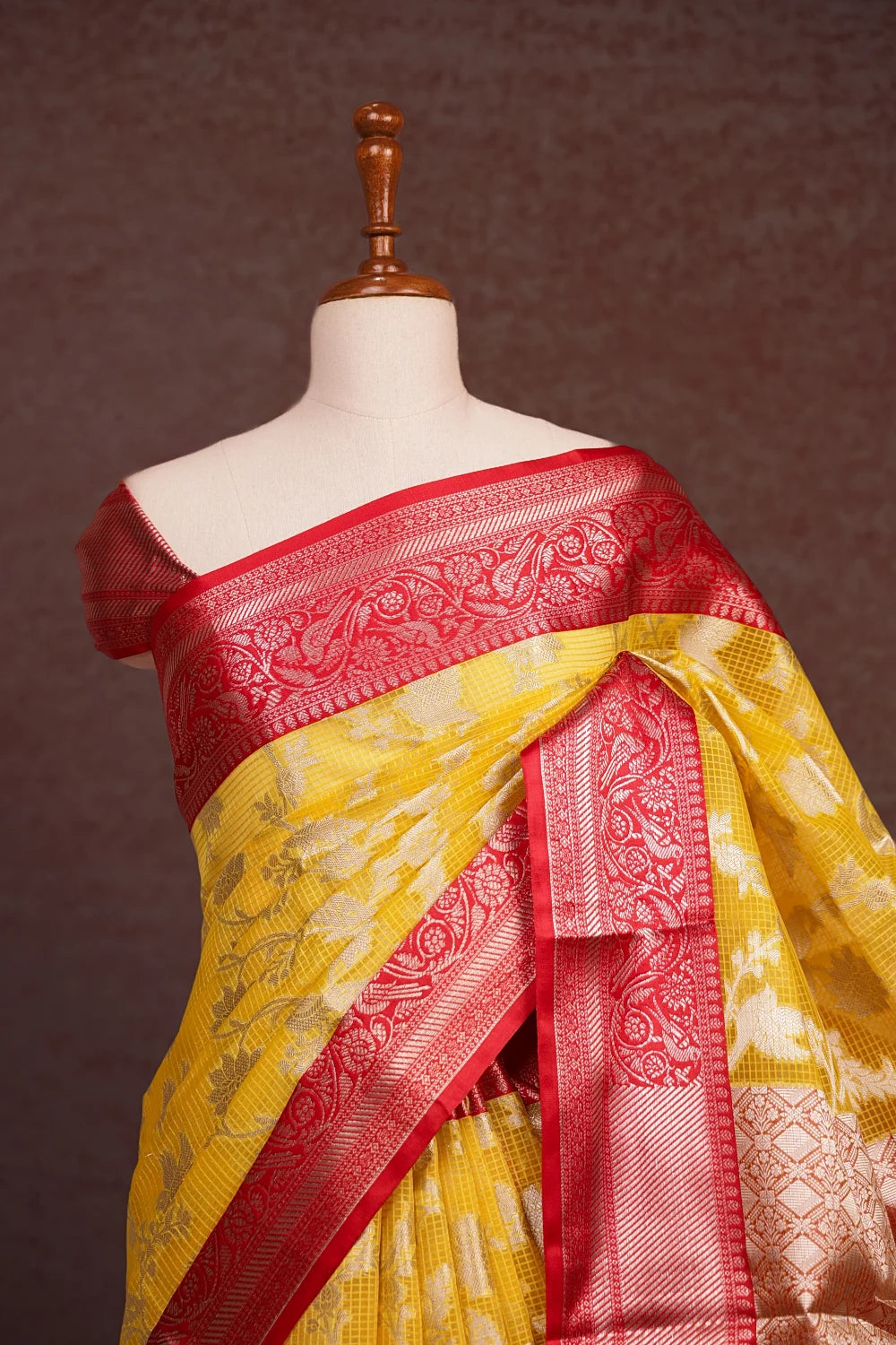Yellow Semi Organza Saree