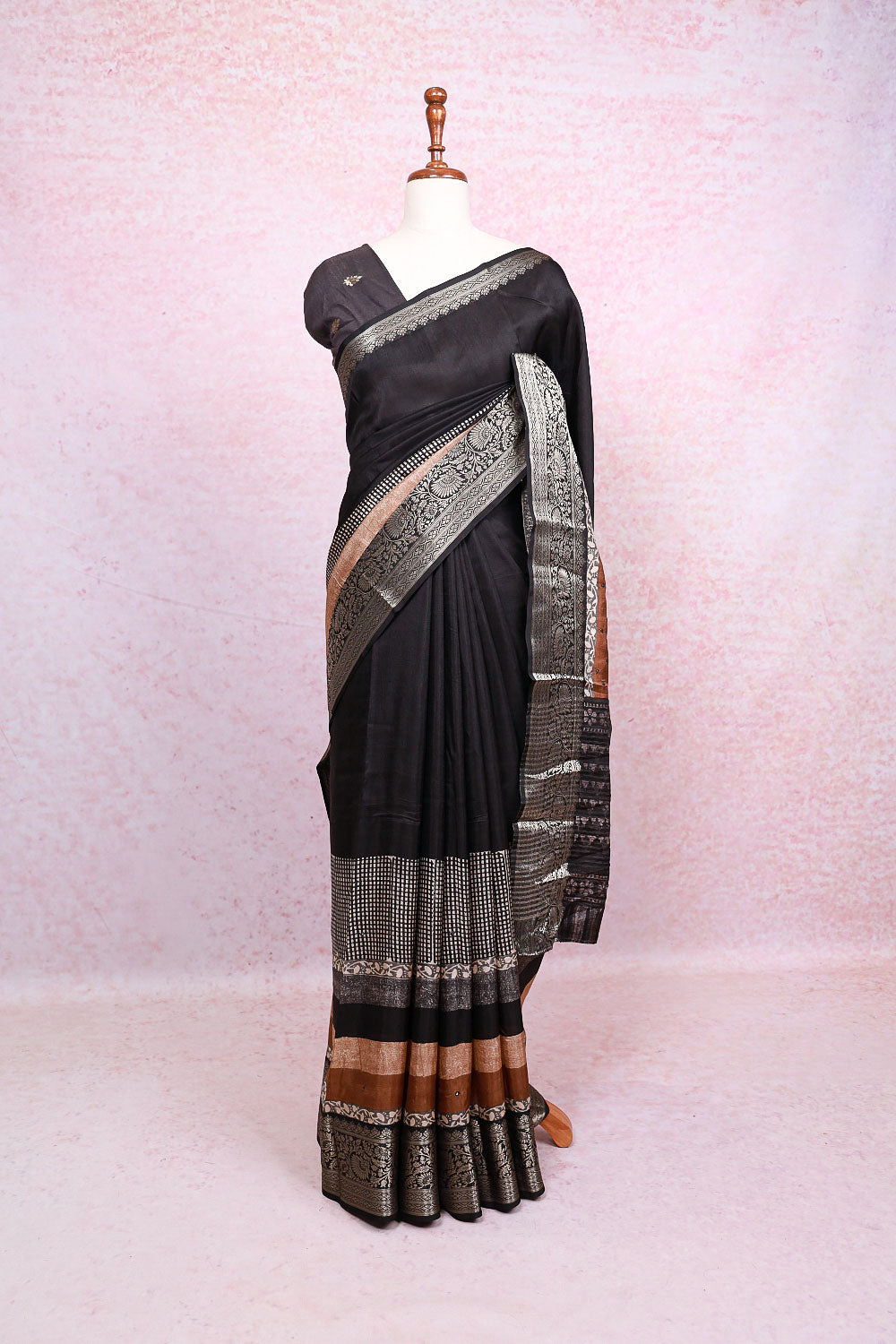 Black Semi Crepe Saree
