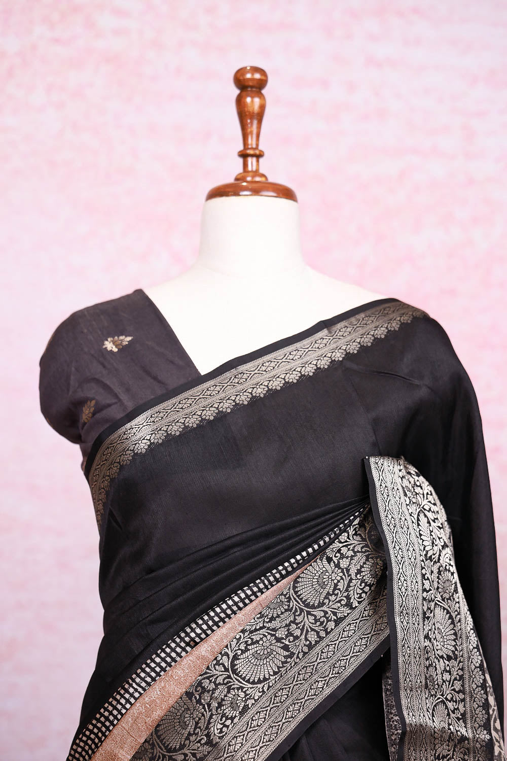 Black Semi Crepe Saree
