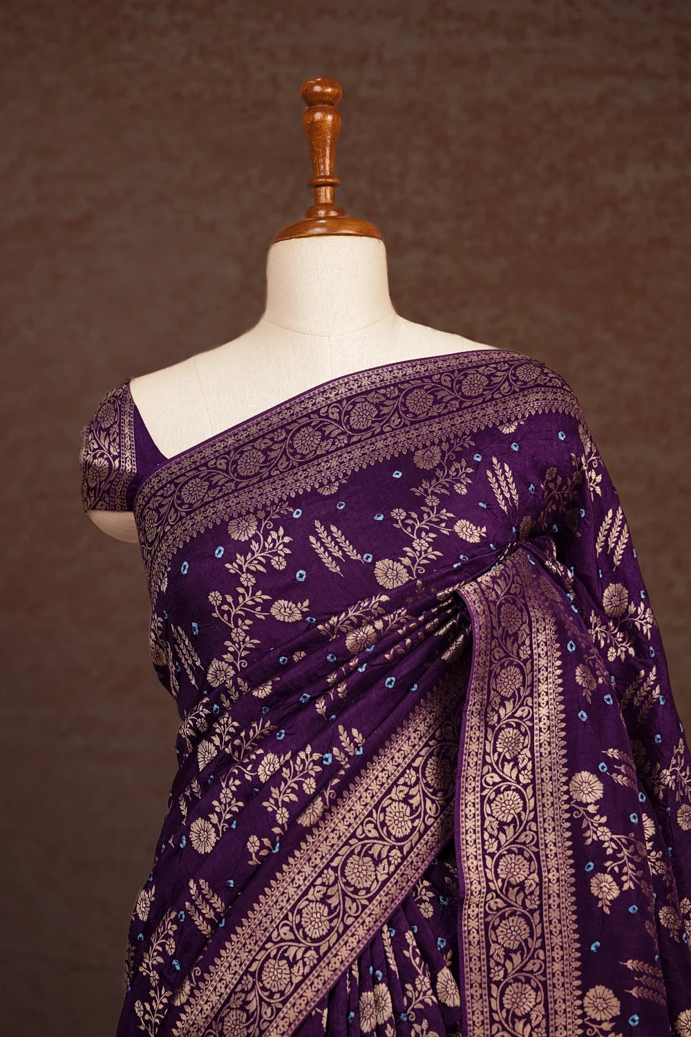 Violet Bandhani Silk Saree