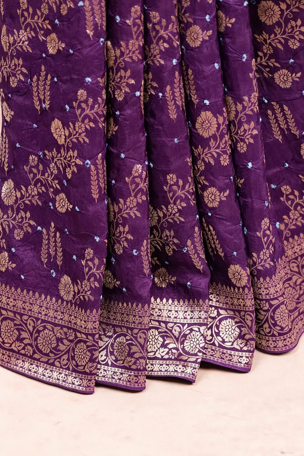 Violet Bandhani Silk Saree