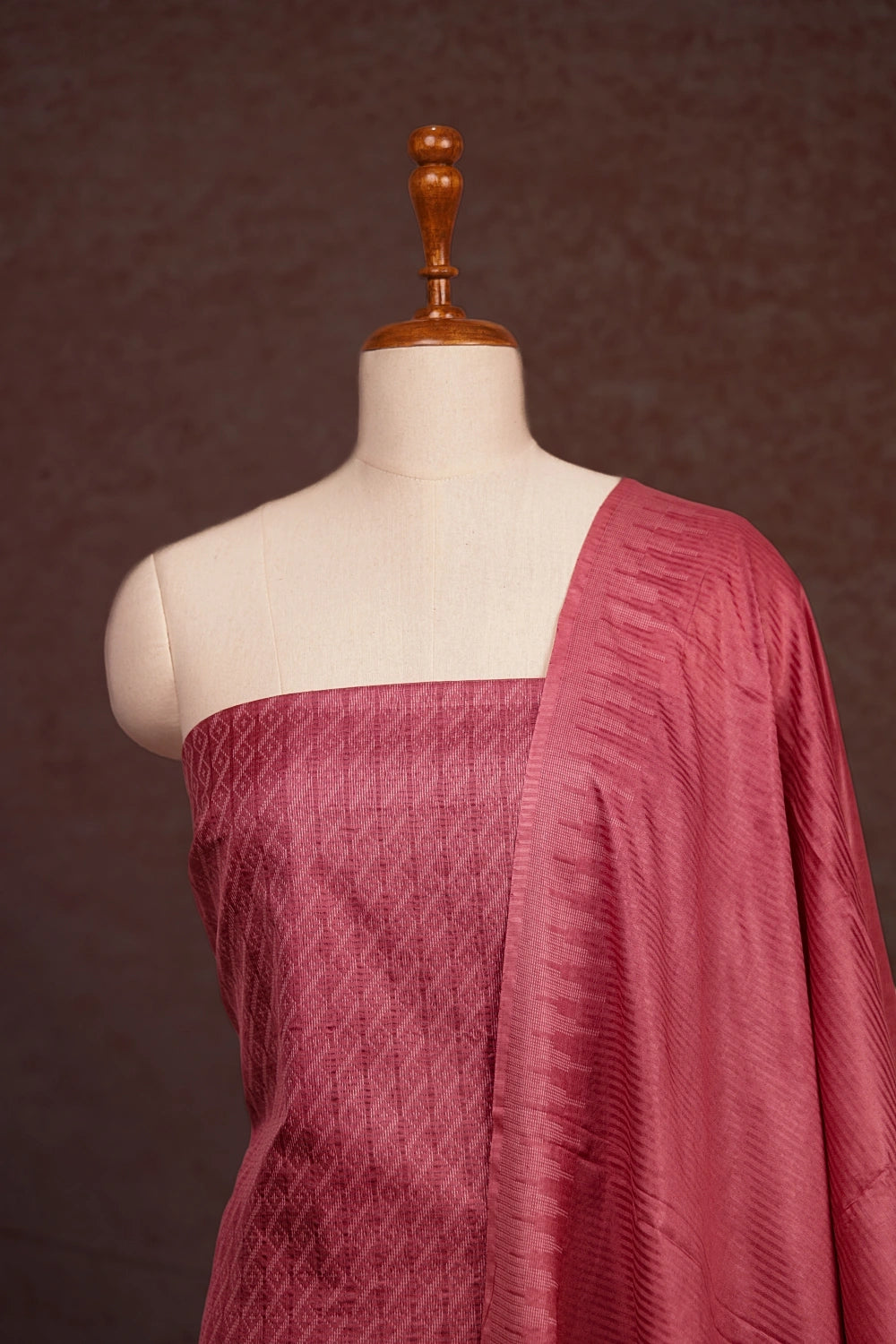 Onion Pink Tussar Silk Self Design Unstitched Churidhar Material