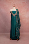 Dark Green Vichitra Silk Beads Work Unstitched Churidhar Material