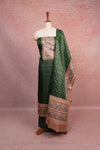 Green Semi Tussar Printed Unstitched Churidhar Material