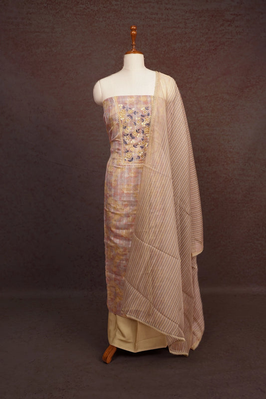 Multi Colours Organza Embroidary Unstitched Churidhar Material