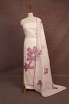 White Kota Applic Work Unstitched Churidhar Material