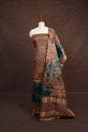 Chocolate Semi Tussar Floral Design Unstitched Churidhar Material