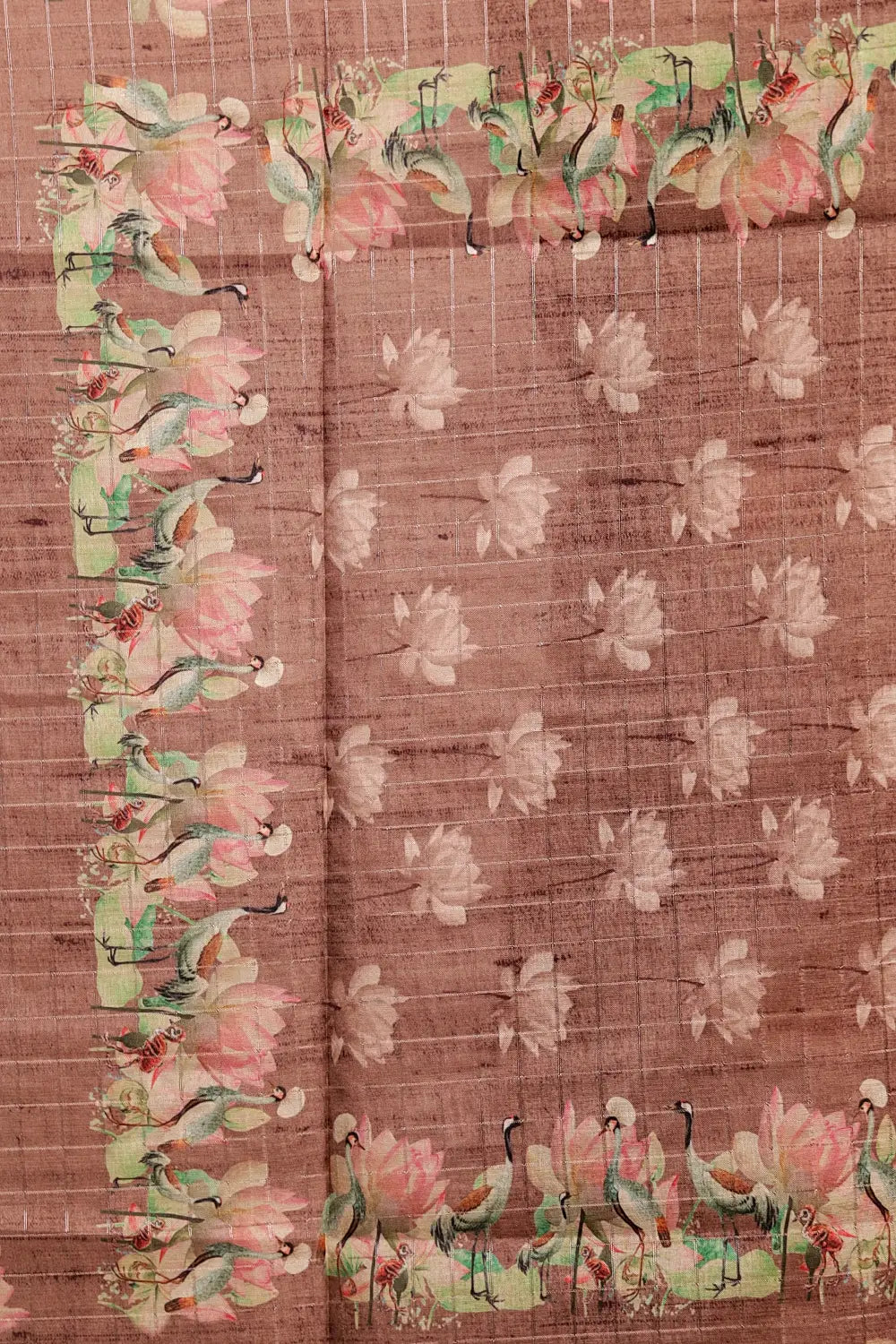 Coffee Brown Semi Tussar Printed Unstitched Churidhar Material