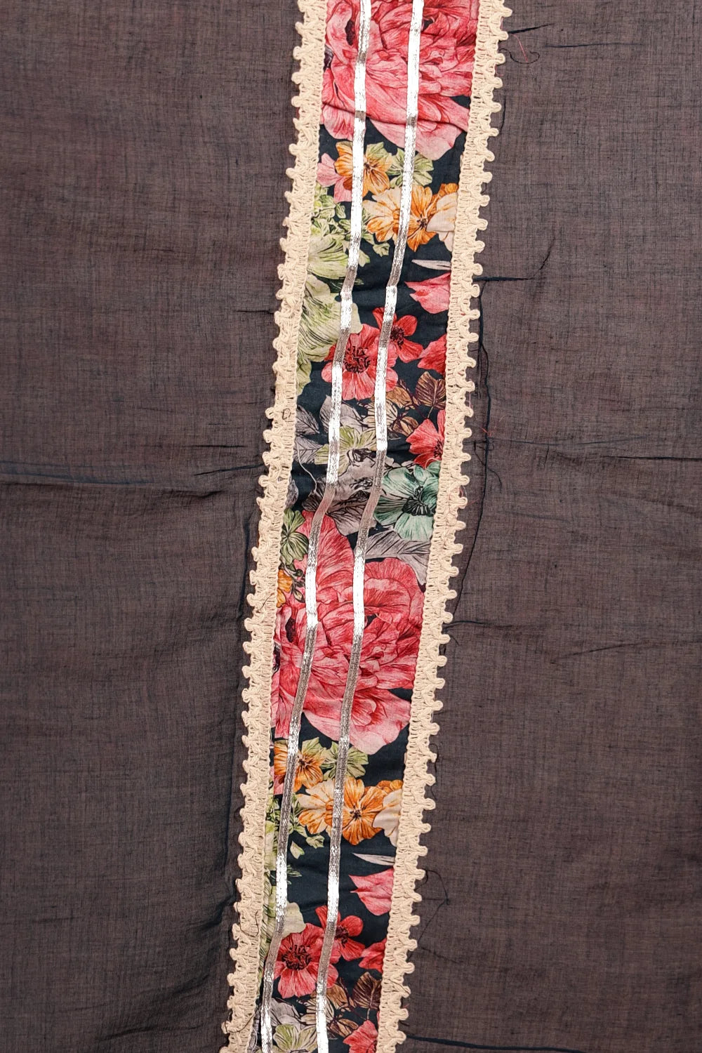 Dark Ash Cotton Floral Printed Unstitched Churidhar Material