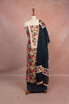 Dark Ash Cotton Floral Printed Unstitched Churidhar Material