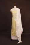 Lemon Yellow Cotton Floral Printed With Sequins Unstitched Churidhar Material