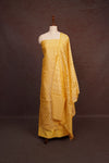 Yellow Semi Tussar Self Design Unstitched Churidhar Material