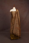 Moss Green Cotton Silk Printed Lines Unstitched Churidhar Material