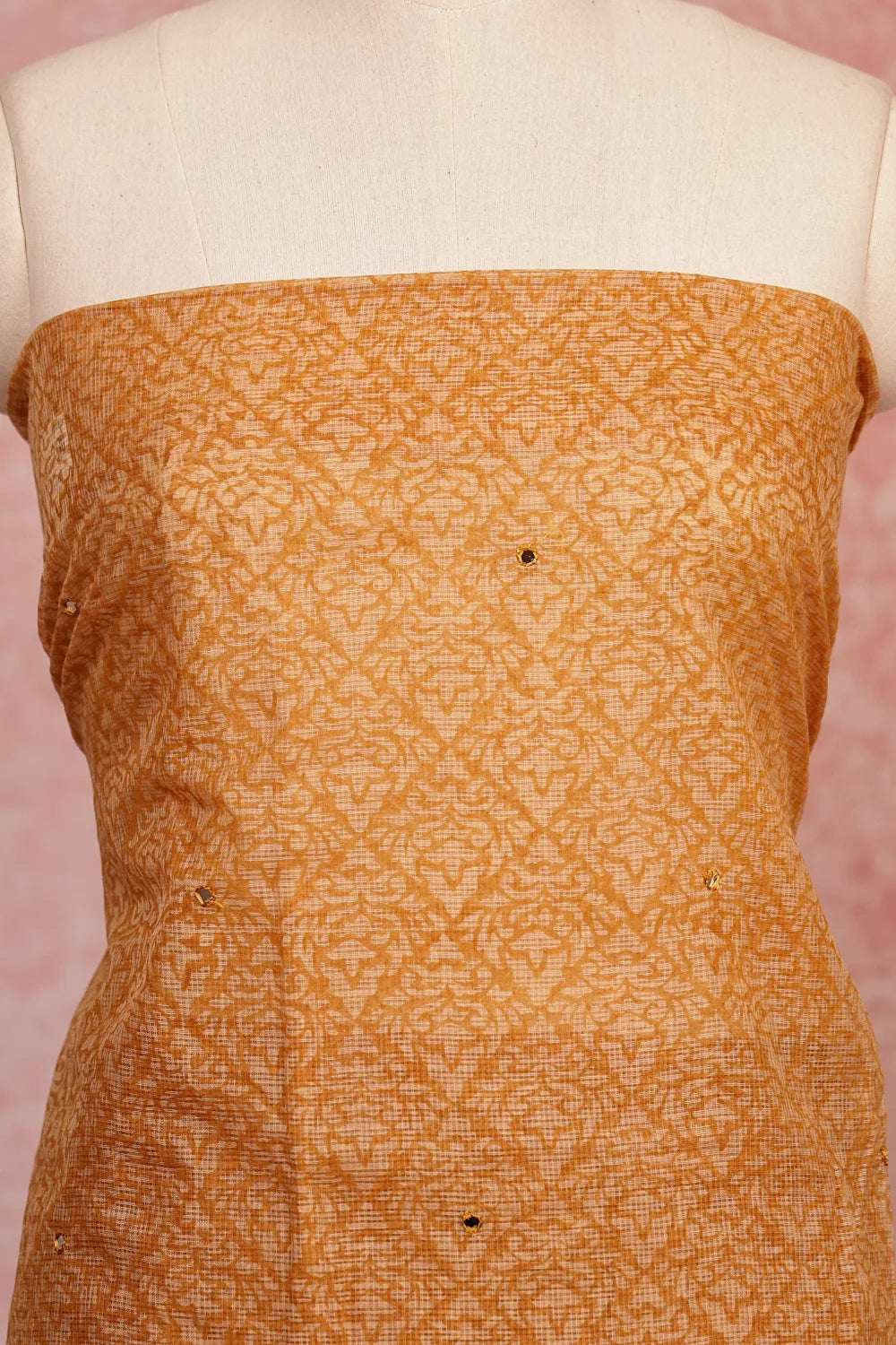 Mustard Yellow Kota Self Design Unstitched Churidhar Material