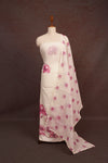 Cream Semi Linen Floral Print Unstitched Churidhar Material