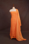 Orange Cotton Hakoba Work Unstitched Churidhar Material