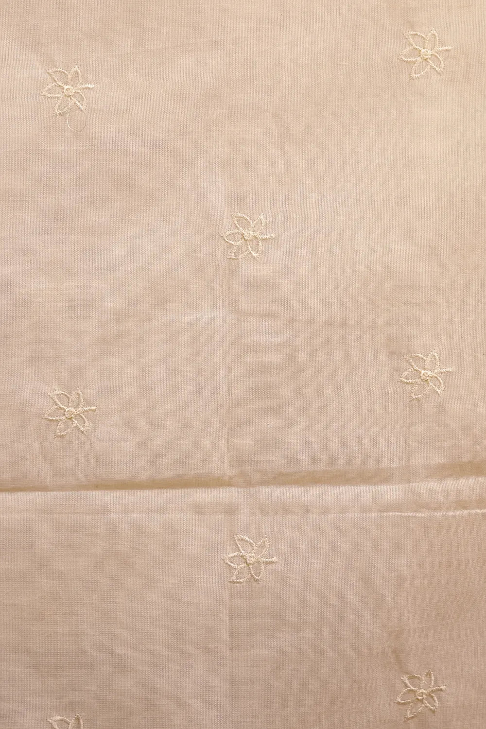 Cream Cotton Embroidery Unstitched Churidhar Material