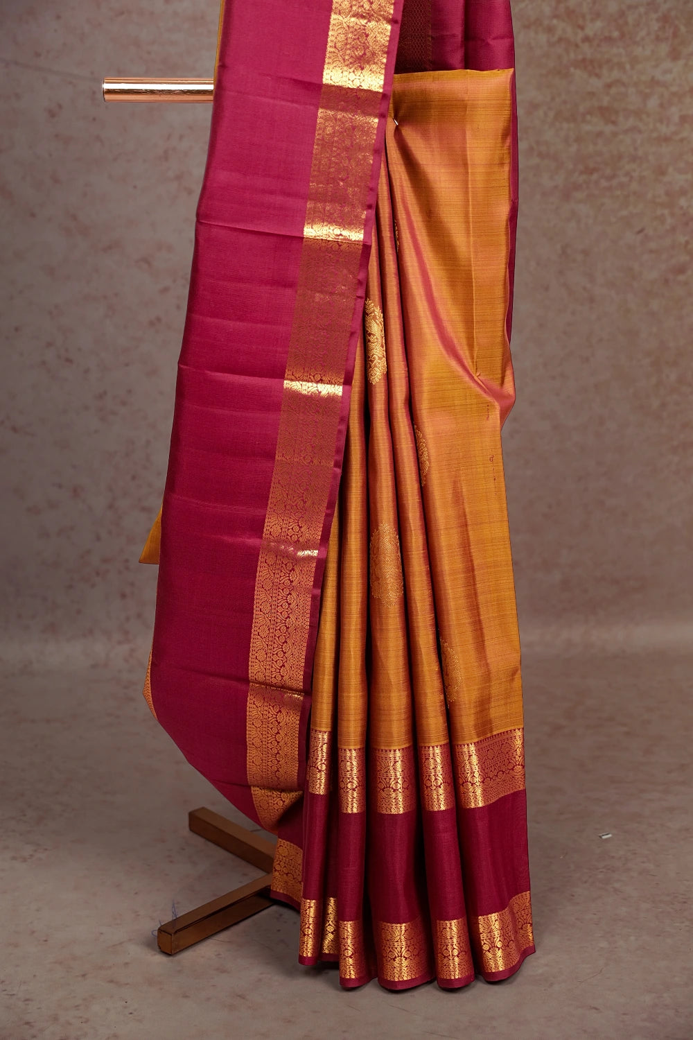 Mustard Kancheepuram Silk Saree