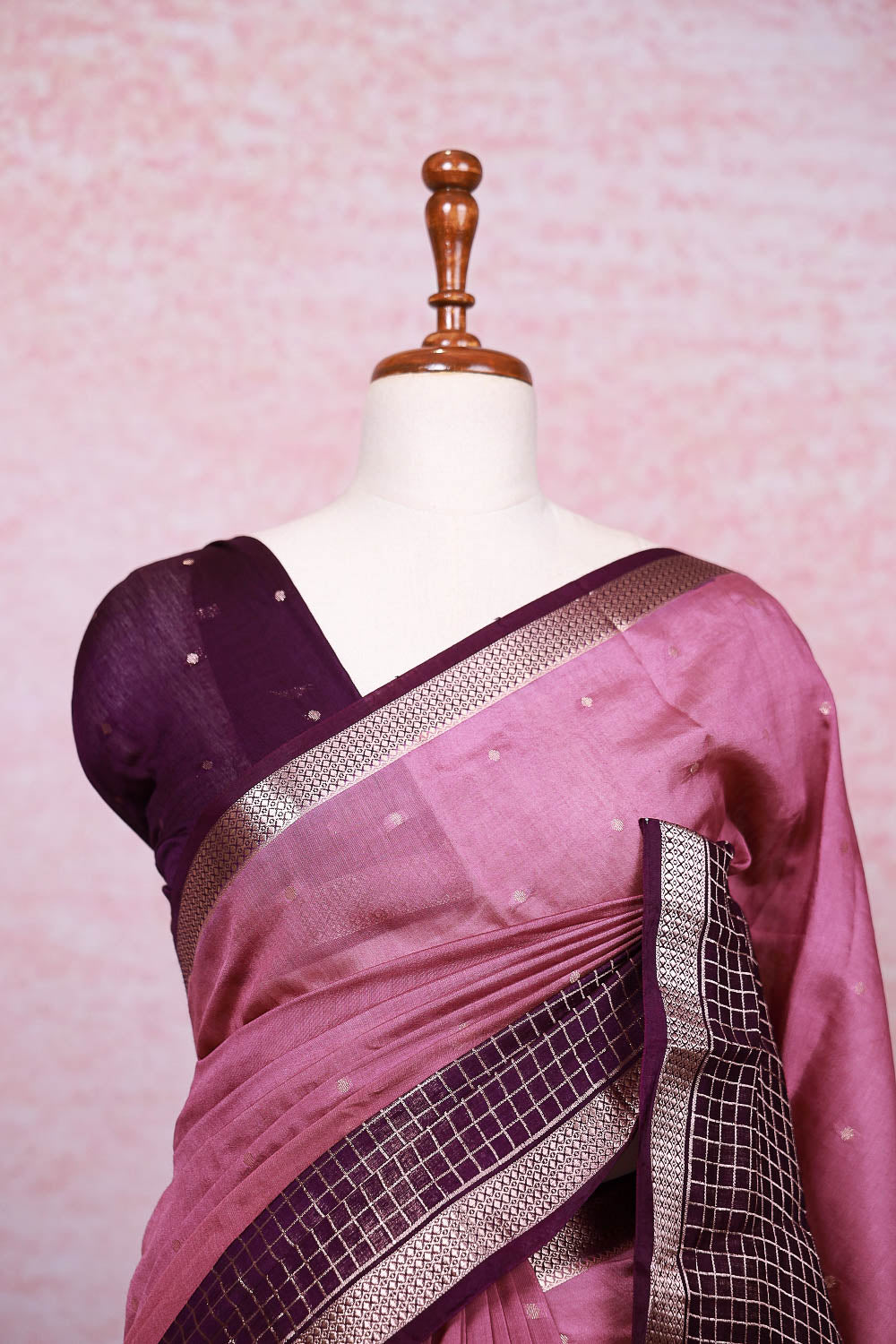 Onion Pink Cotton Silk Saree