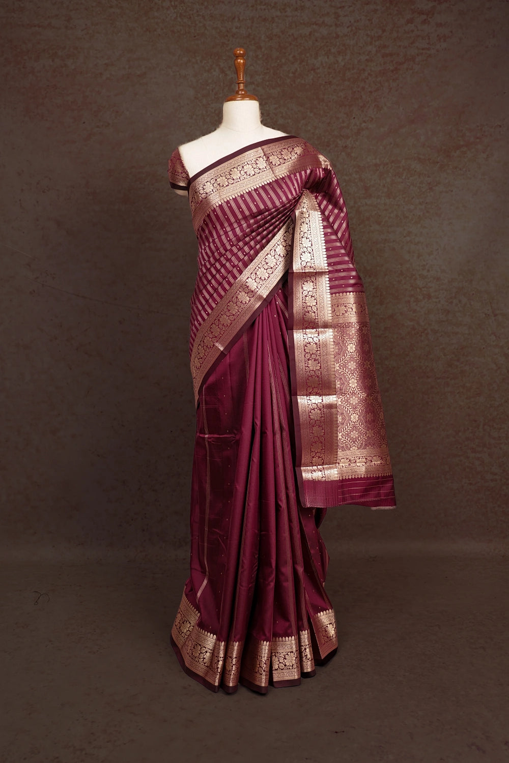 Wine Colour Semi Silk Saree