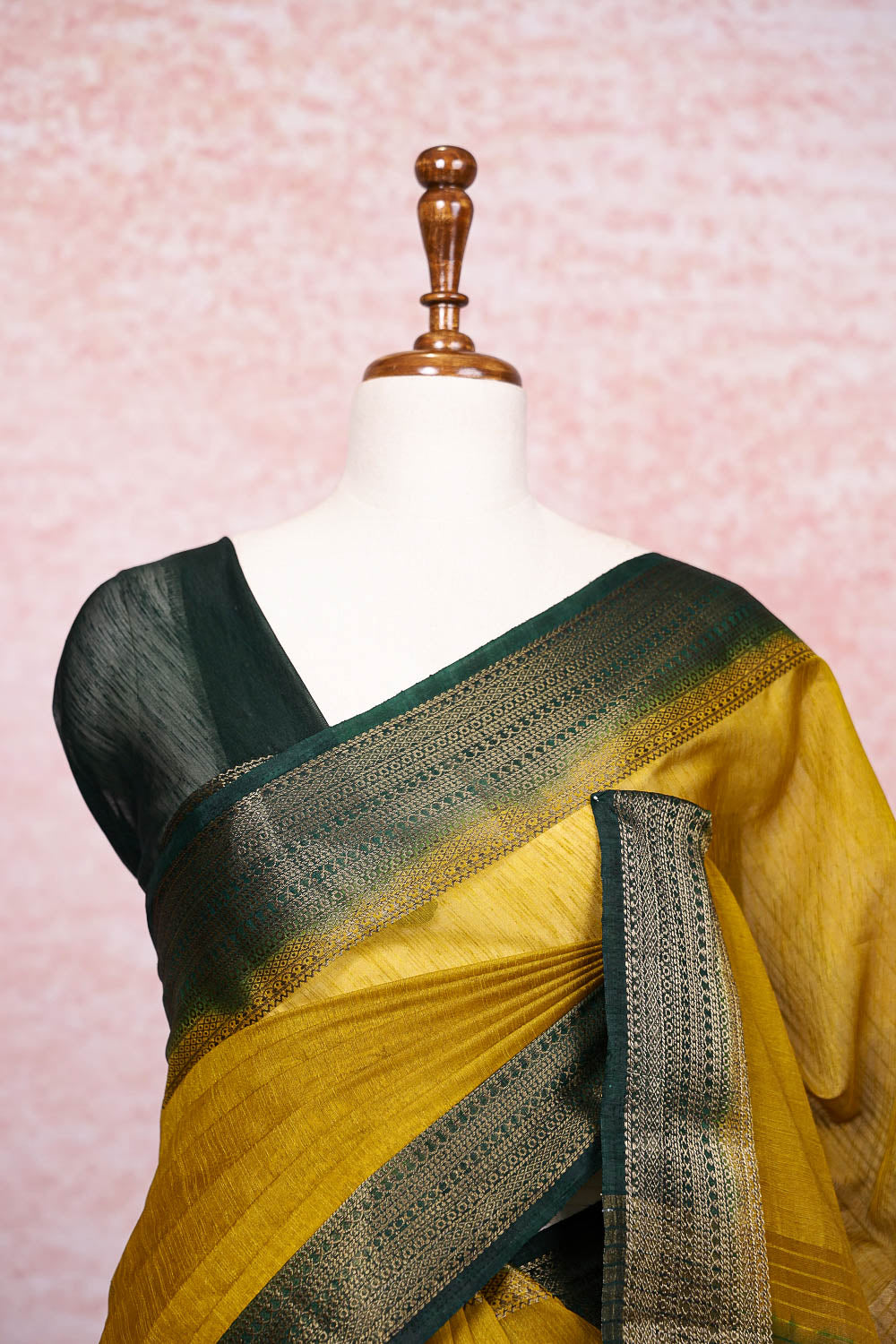 Mustard Yellow Semi Jute Saree