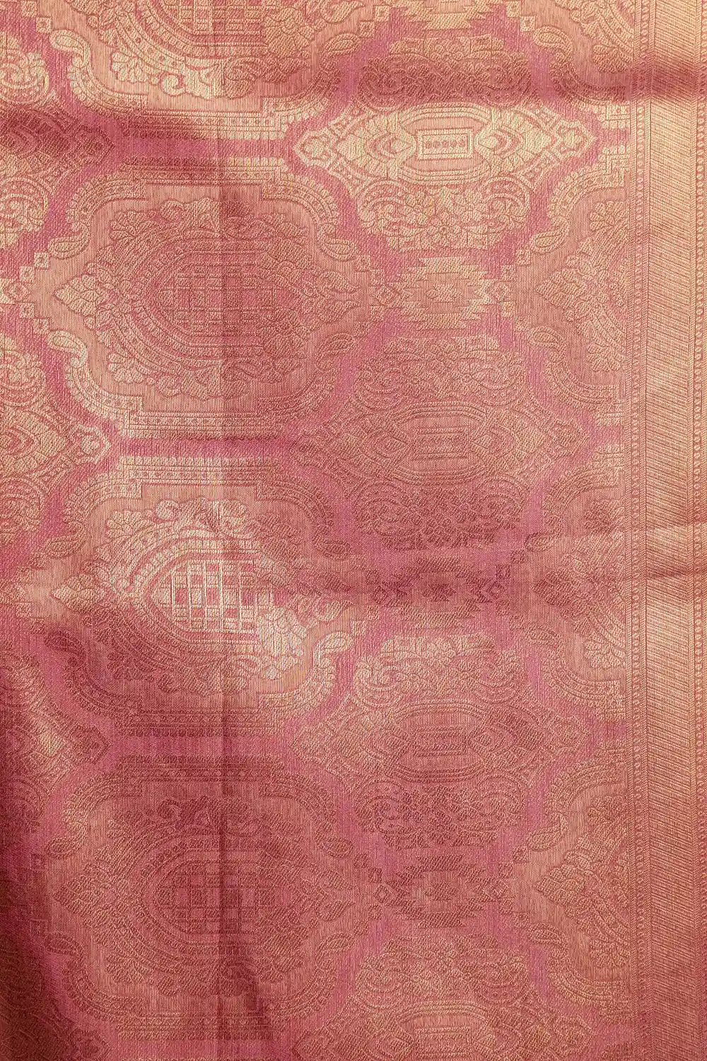 Onion Color Semi Banarasi Saree