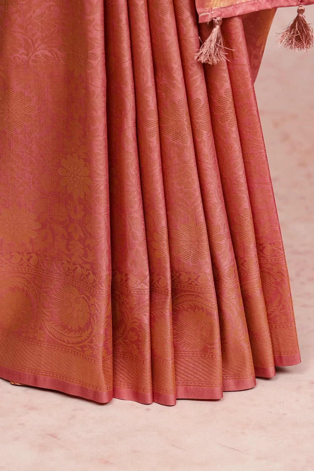 Onion Color Semi Banarasi Saree