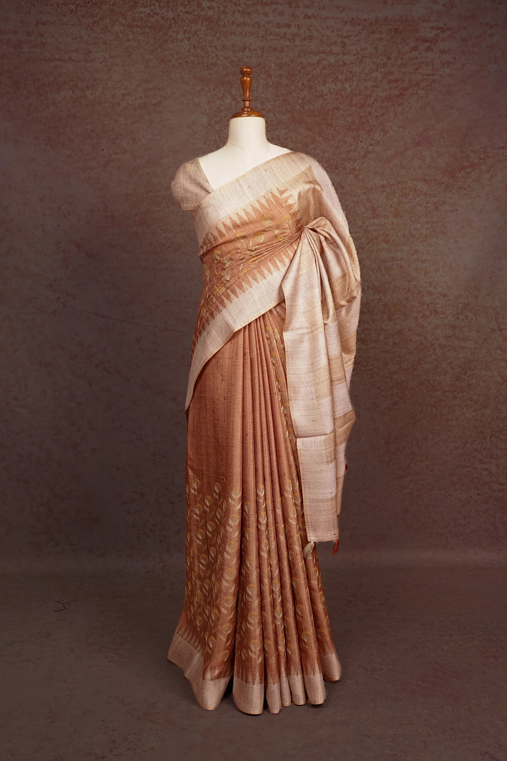 Light Brown Semi Jute Saree