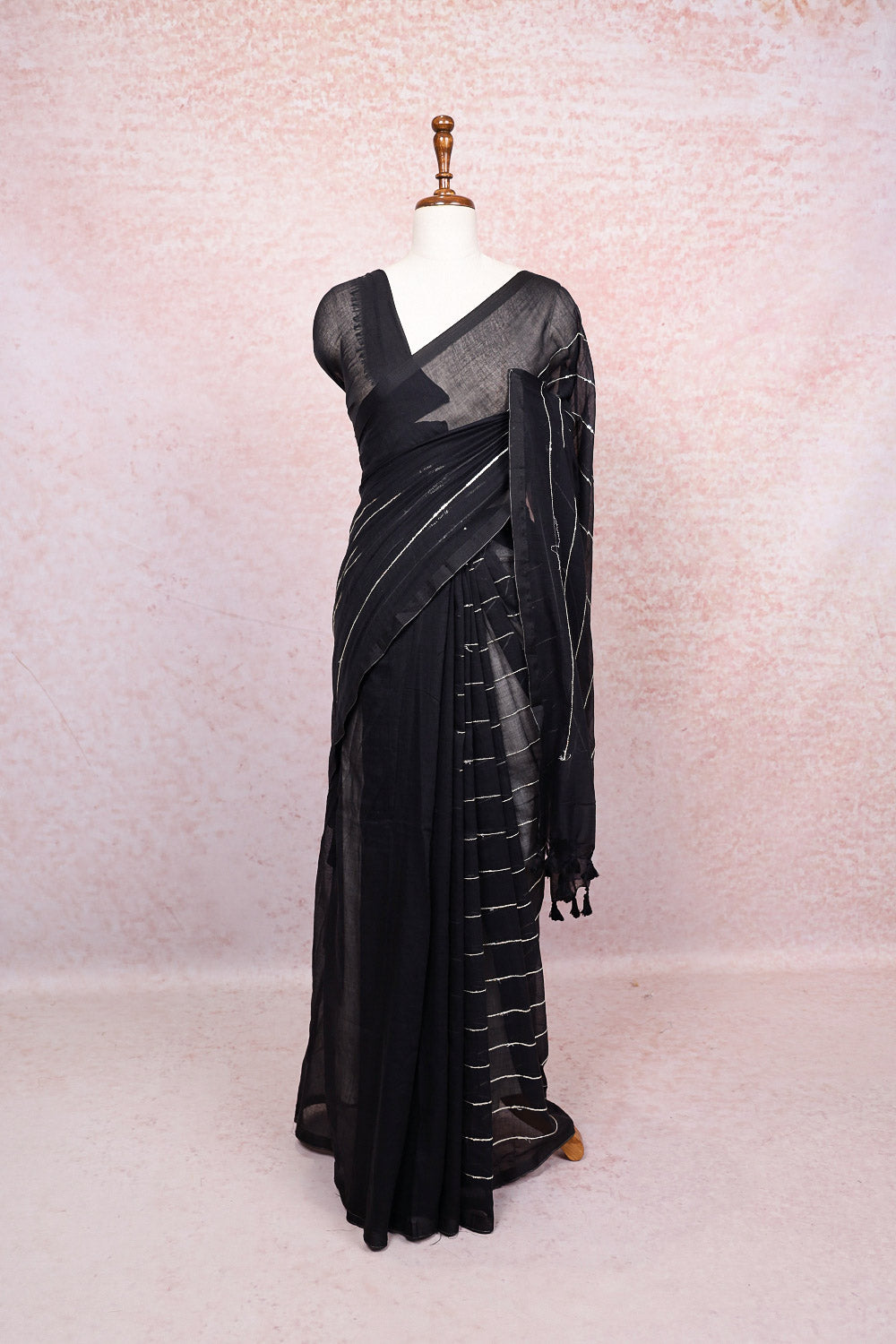 Black Mul Cotton Saree