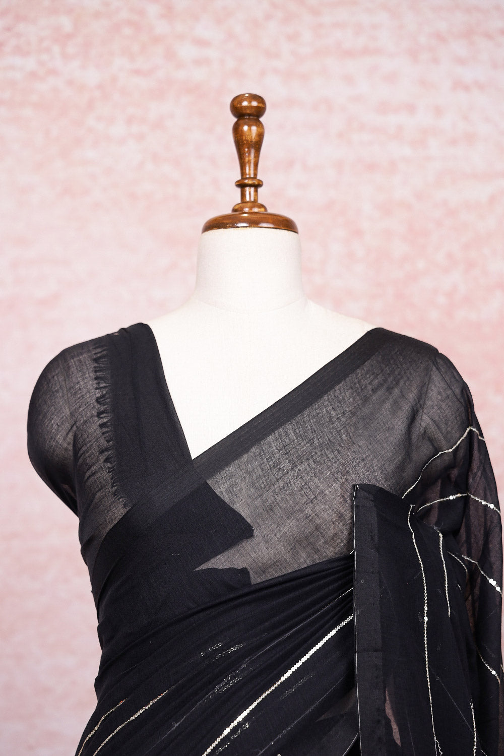 Black Mul Cotton Saree