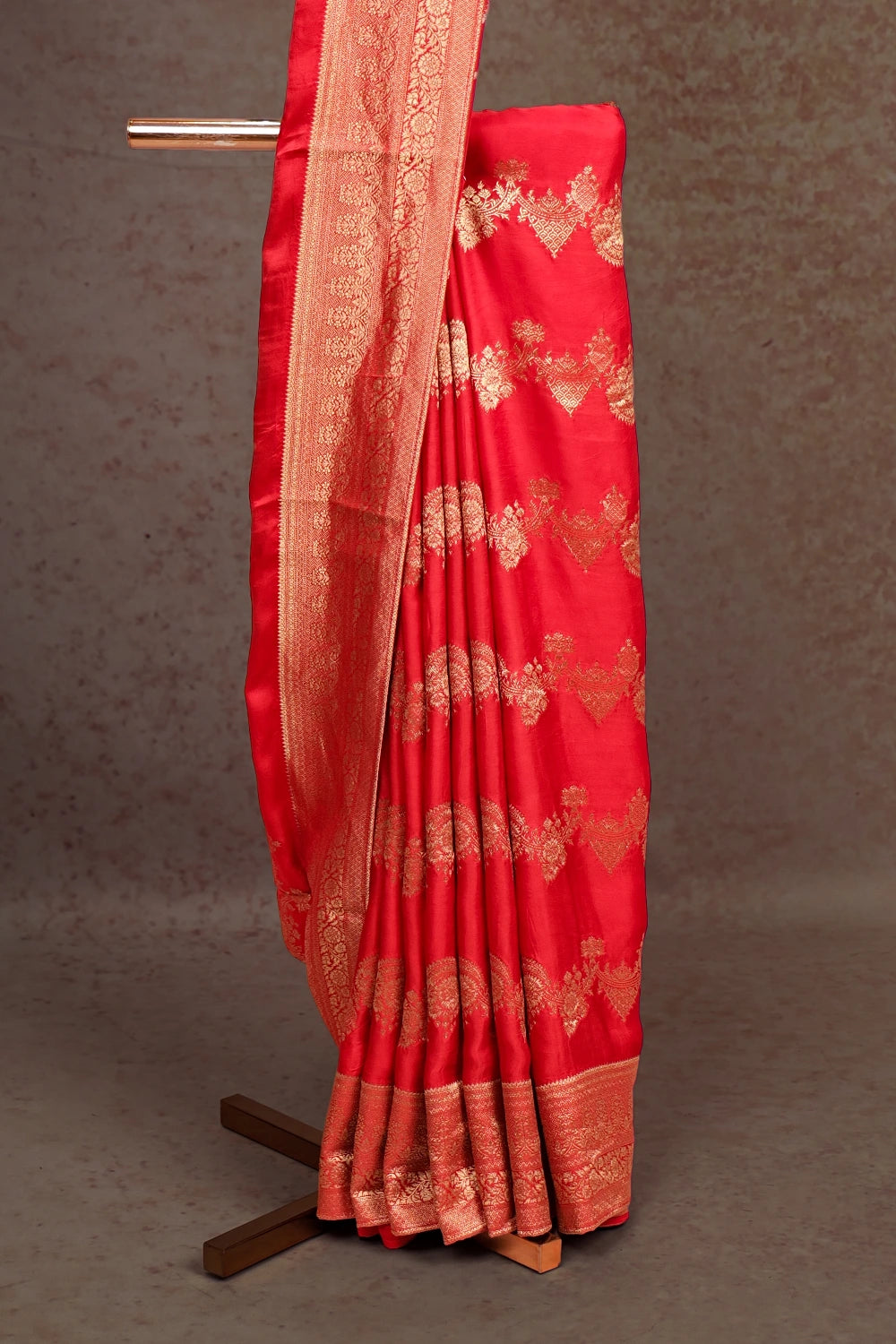 Reddish Maroon Crepe Banarasi Saree
