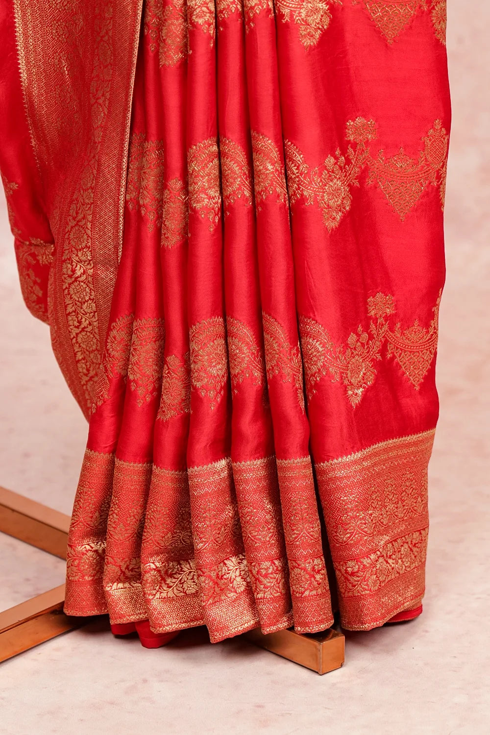 Reddish Maroon Crepe Banarasi Saree
