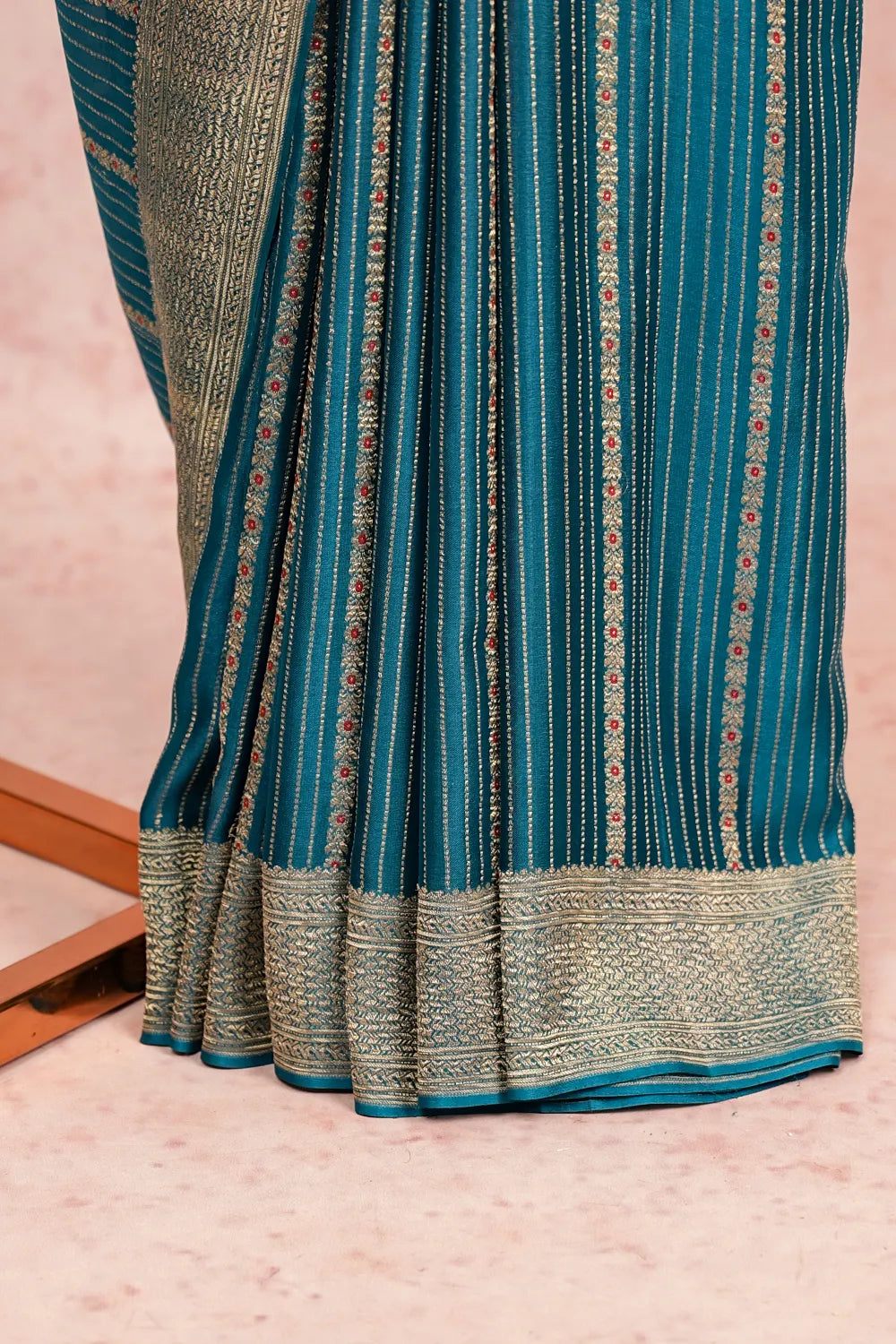 Teal Blue Banarasi Silk Saree