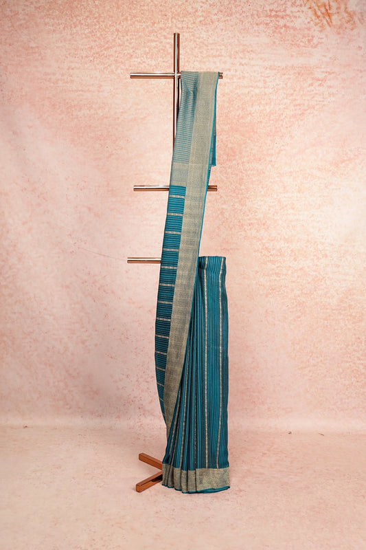 Teal Blue Banarasi Silk Saree
