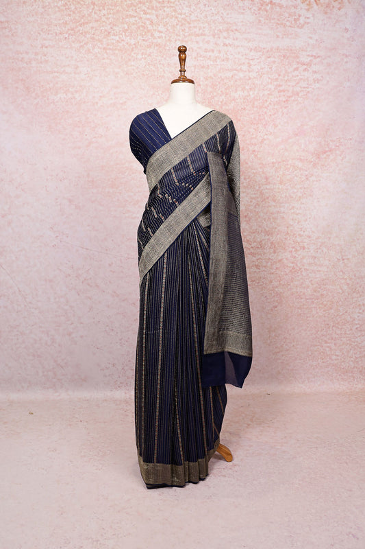 Blue Crepe Saree