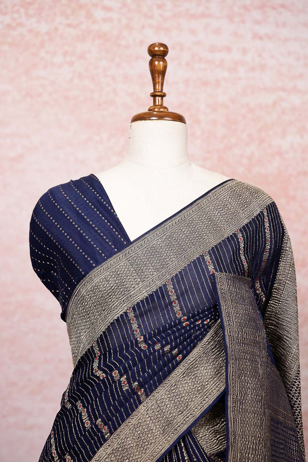 Blue Crepe Saree