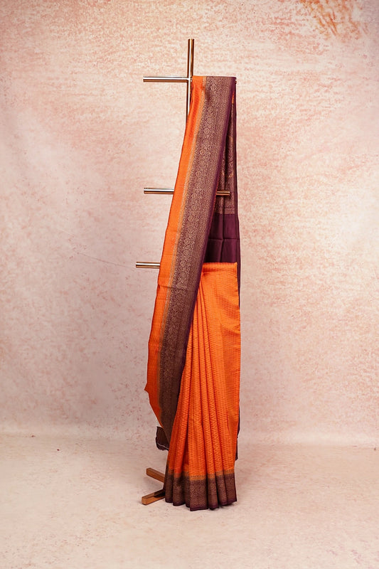 Orange Banarasi Silk Saree