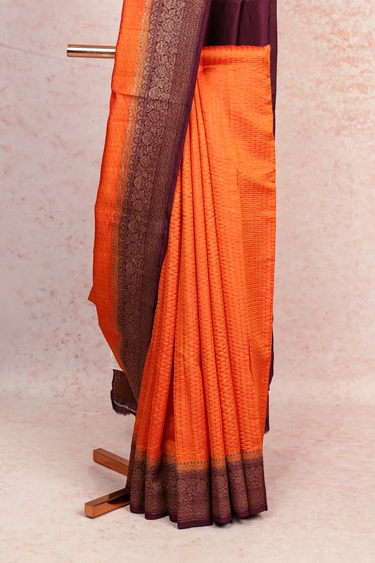 Orange Banarasi Silk Saree