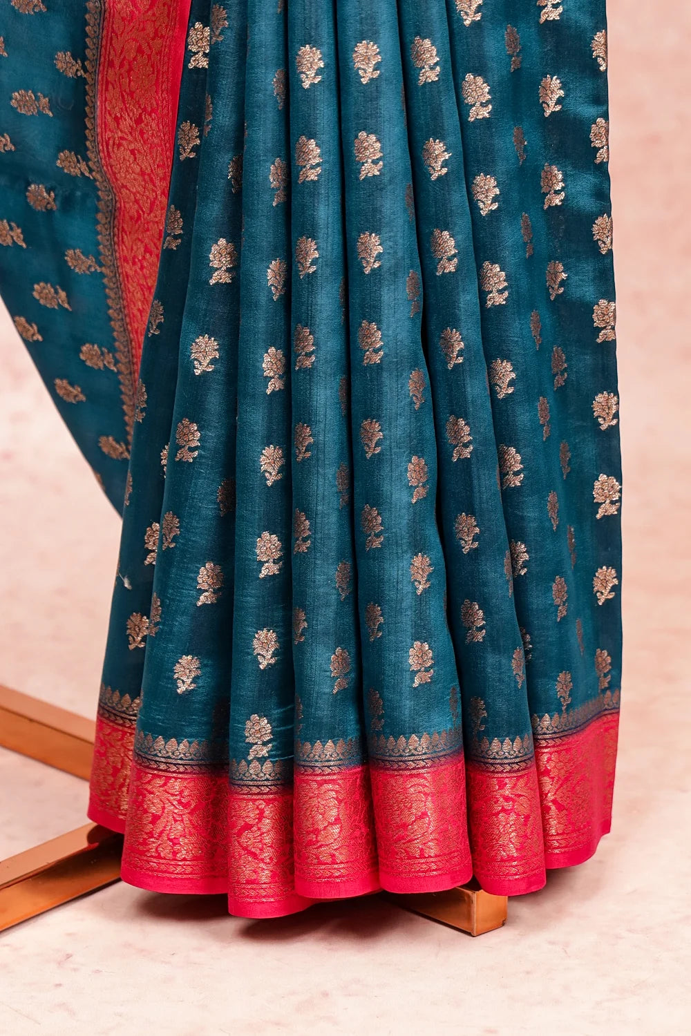 Peacock Blue Jute Silk Saree