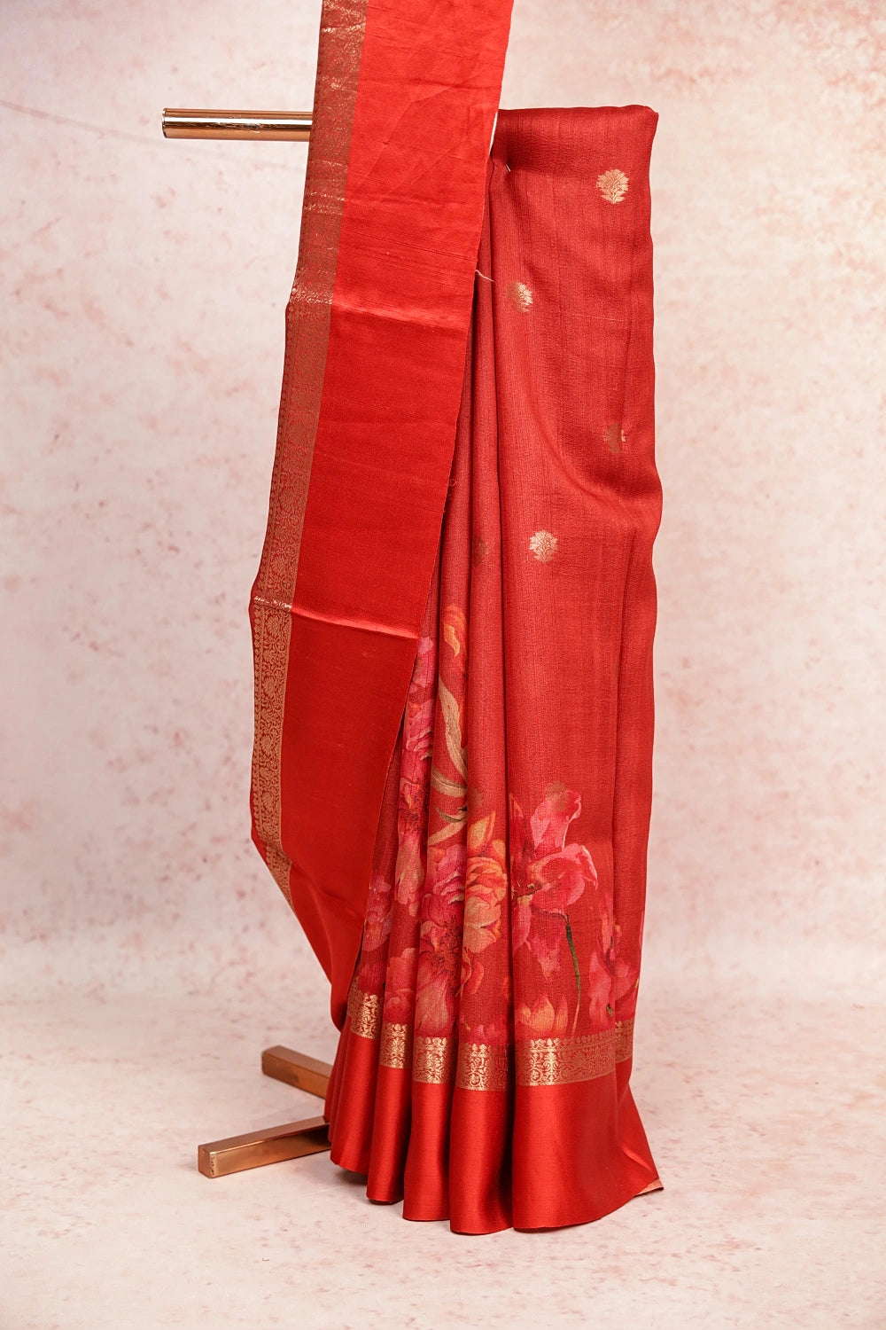 Brick Red Jute Saree