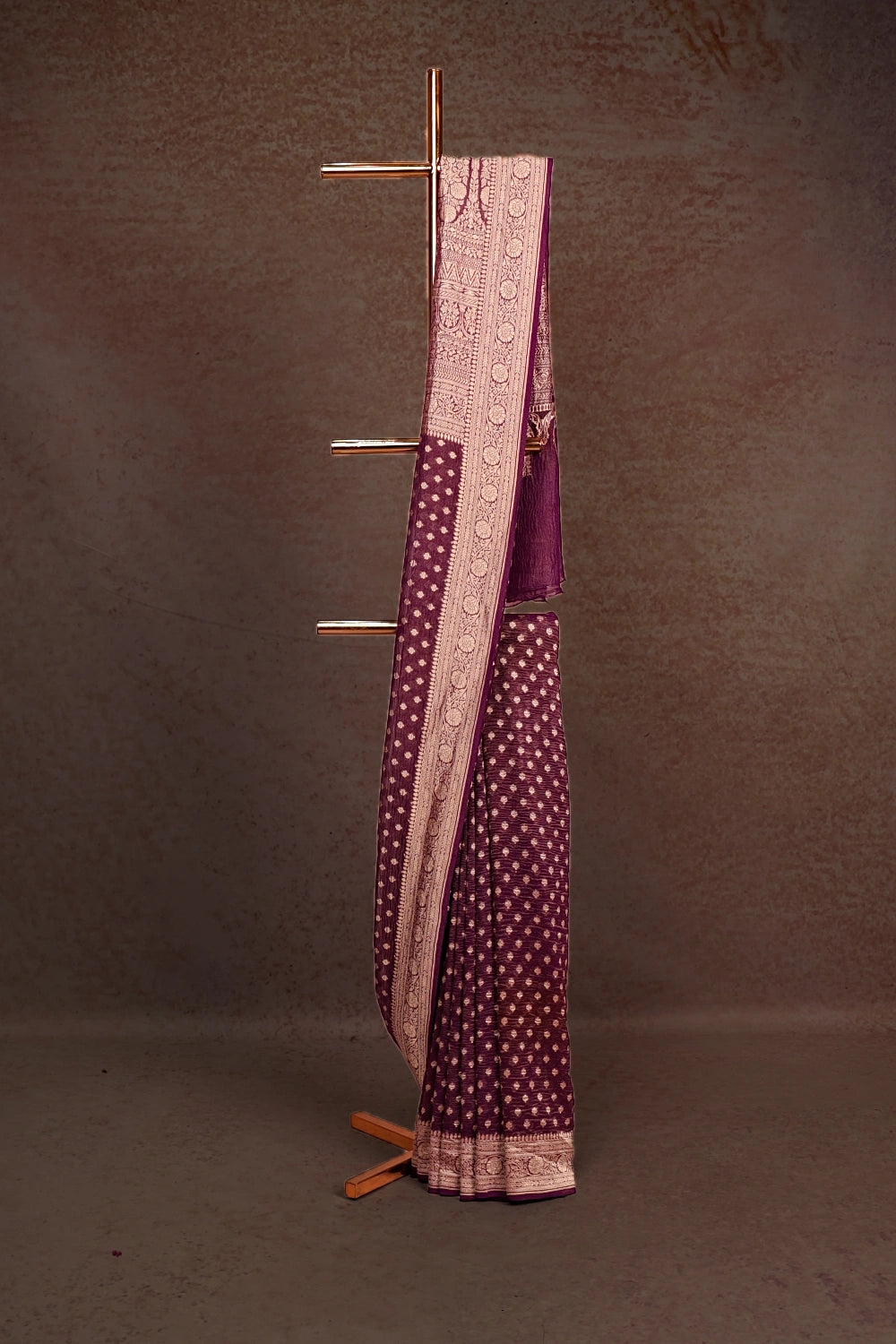 Wine Purple Banarasi Georgette Saree