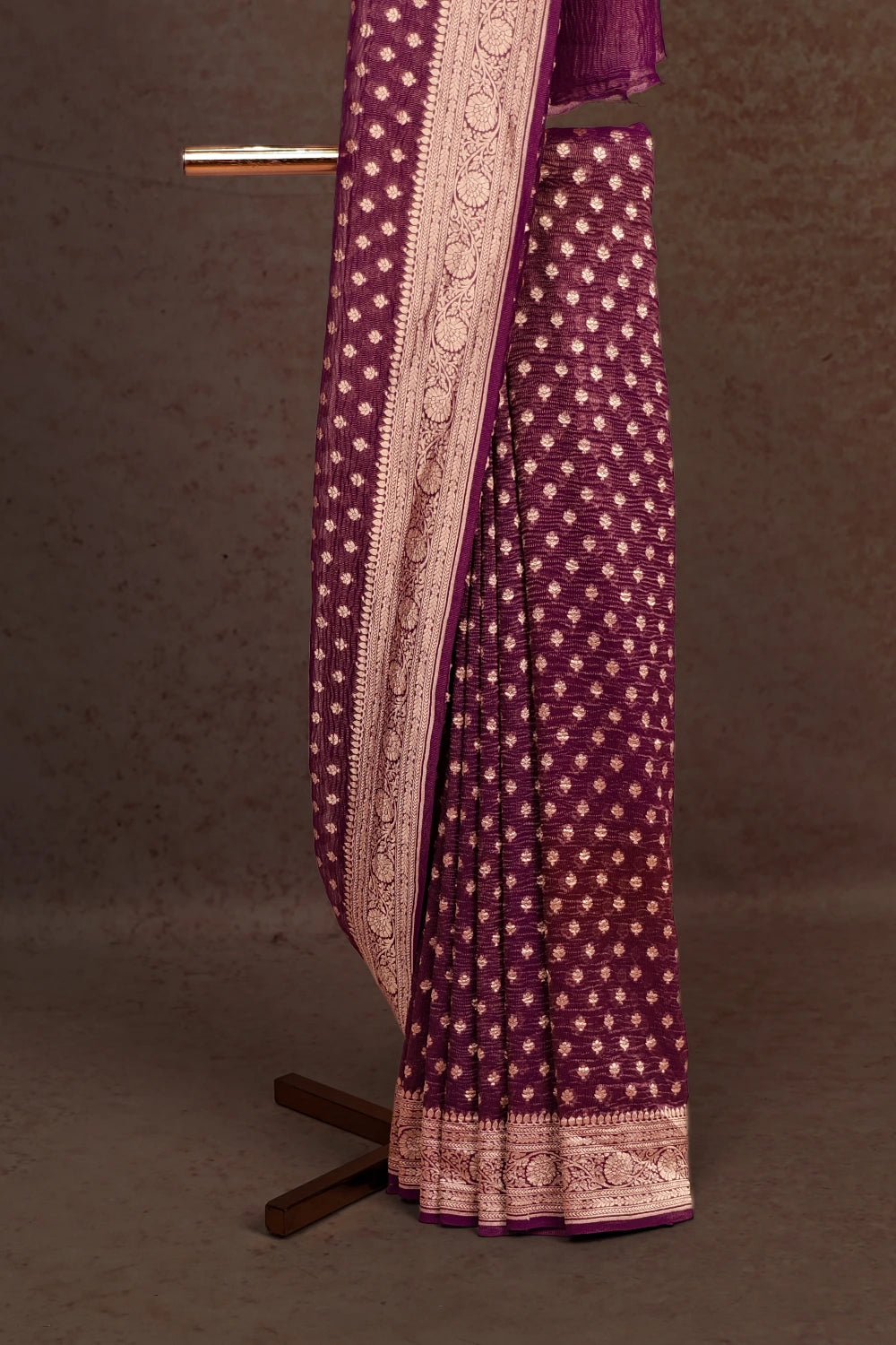 Wine Purple Banarasi Georgette Saree