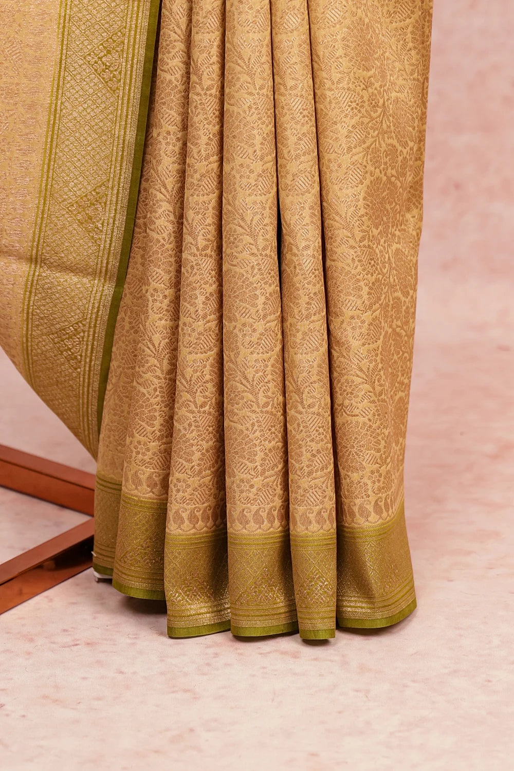 Dark Cream Banarasi Silk Saree
