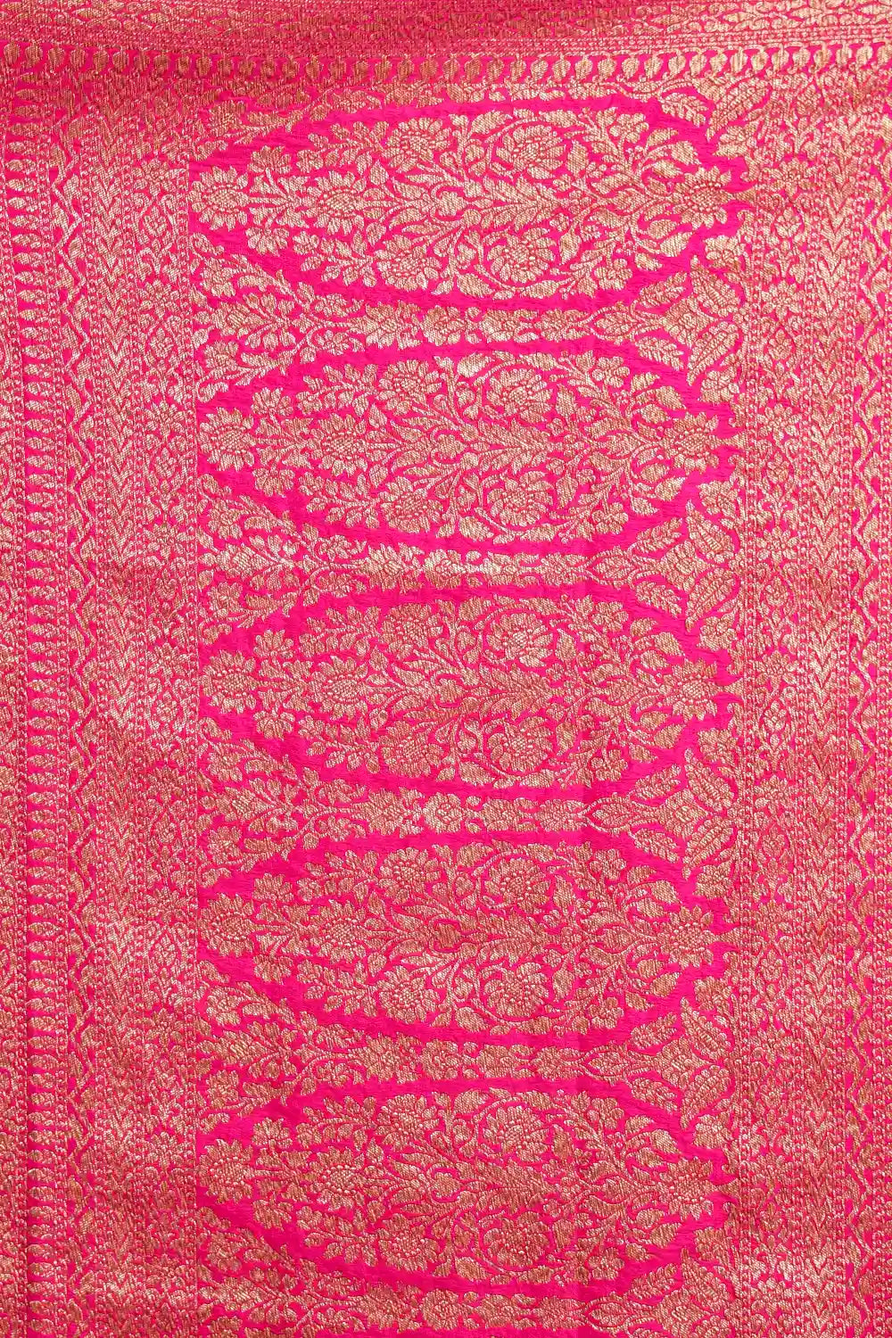 Magenta Pink Crepe Banarasi Saree