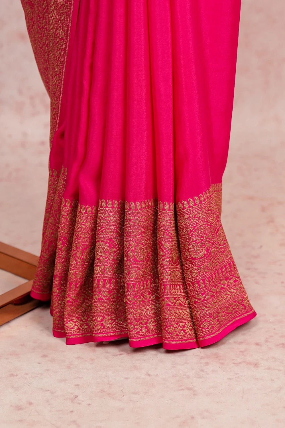 Magenta Pink Crepe Banarasi Saree