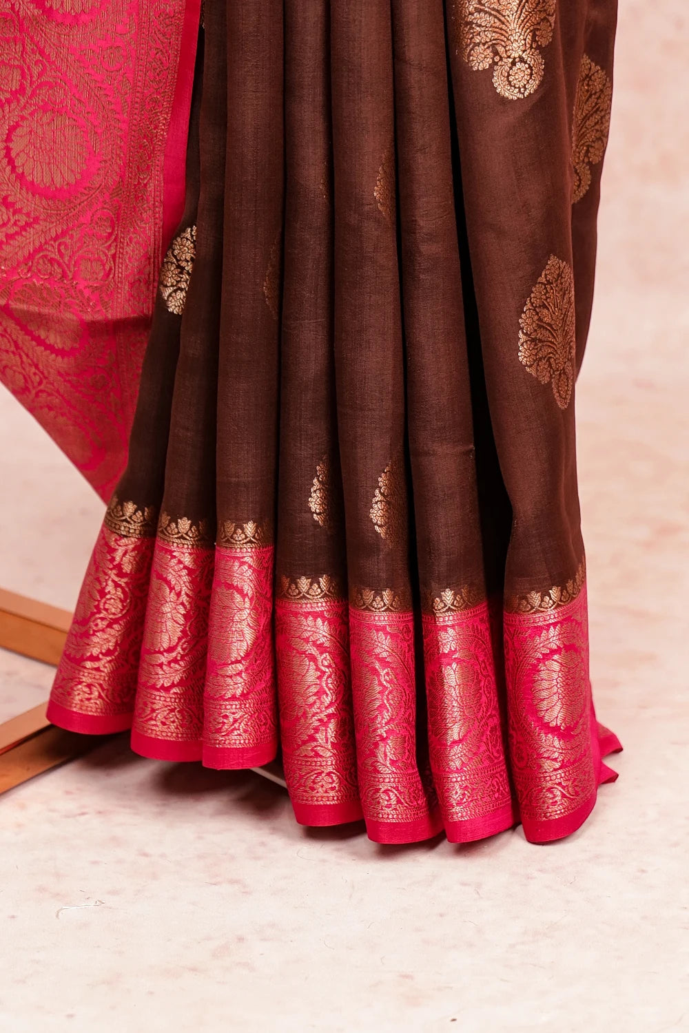Brown Tussar Banarasi Saree