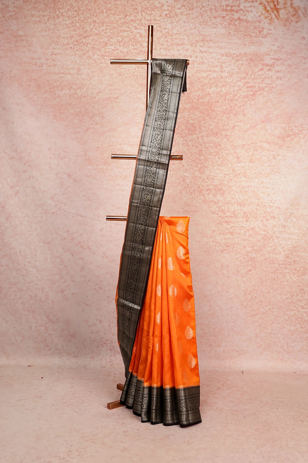 Orange Tussar Silk Saree