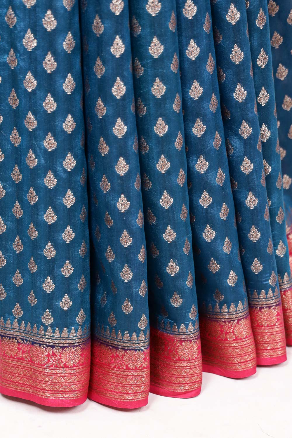 Peacock Blue Tussar Banarasi Saree