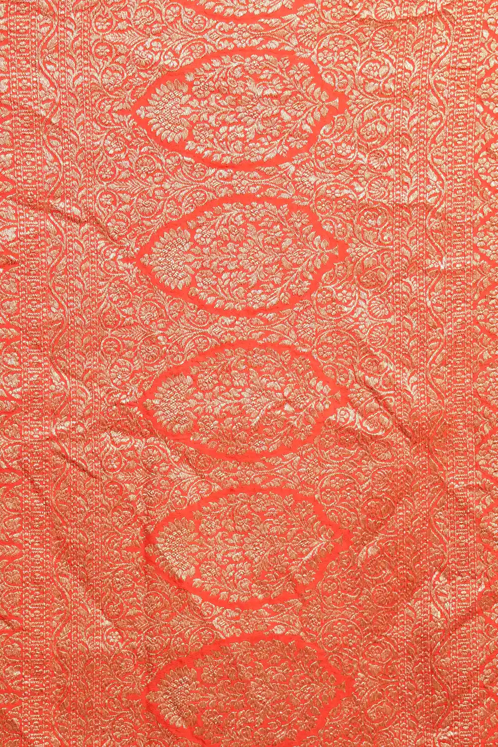 Orange Crepe Banarasi Saree