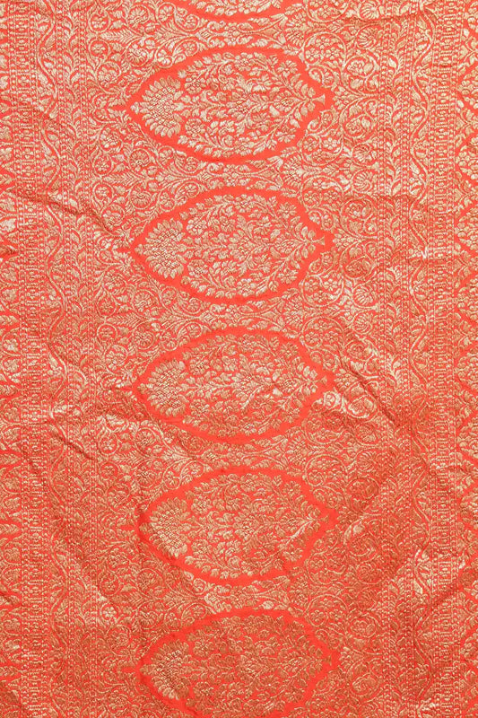 Orange Crepe Banarasi Saree